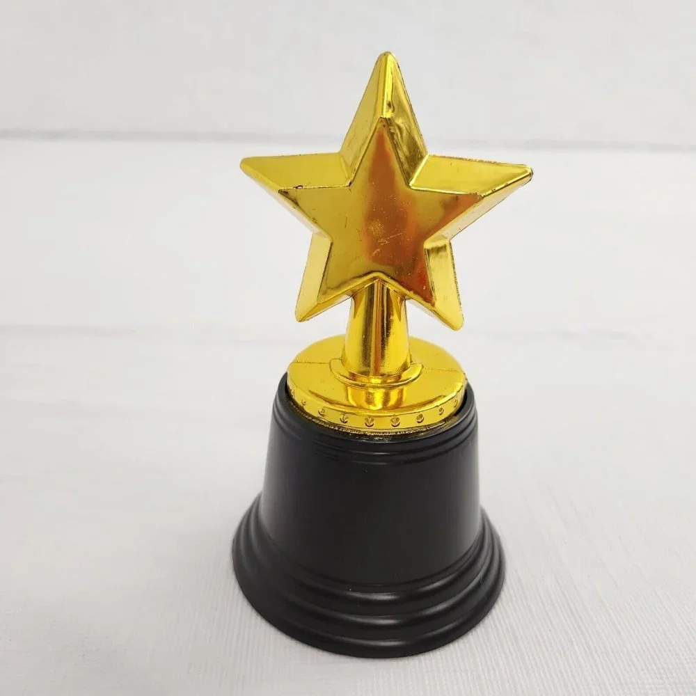 Star Trophies Black Gold Plastic awards Set Of 12